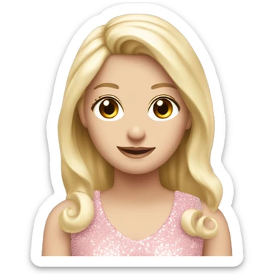 blonde whte girl in light pink sequins dress doing a carthweel sticker
