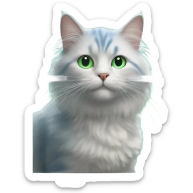 realistic fluffy blue green eyed cat by window sticker