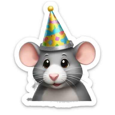 Rat with partyhat sticker