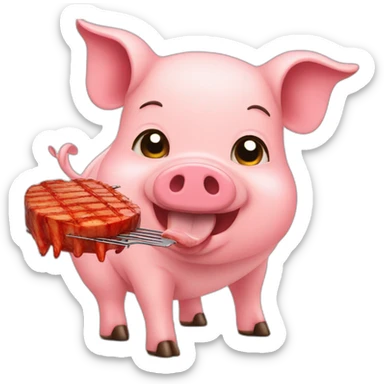 Pig making bbq sticker