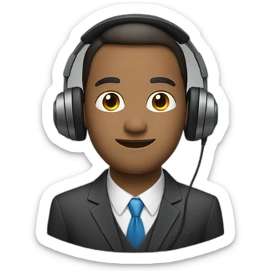 man in a suit with headphones sticker