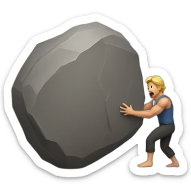 strong men pushing a huge rock sticker