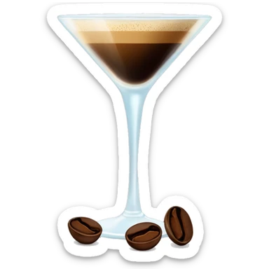 Cute espresso martini in oval vintage glass with coffee beans on top sticker