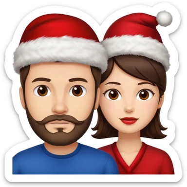 SCOTTISH MAN WITH STUBBLE AND BRUNETTE WOMAN WITH XMAS HAT sticker
