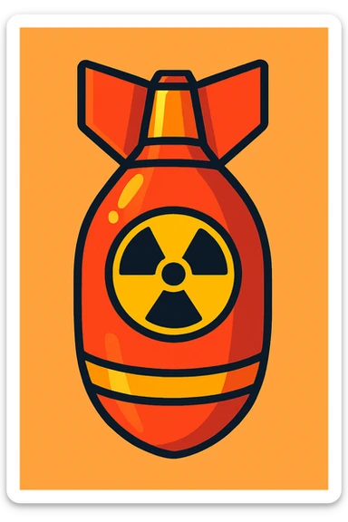nuclear bomb, cartoon style, bold colors sticker