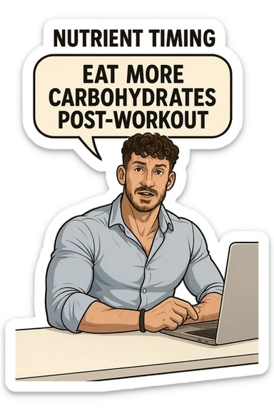 Uomo che sfrutta un timing di nutrienti per mangiare più carbo post workout sticker