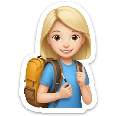 student wearing back pack girl sticker