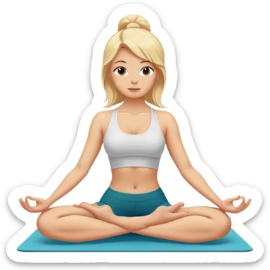 White girl with blonde hair doing yoga sticker