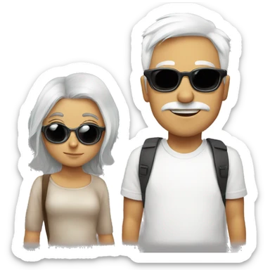 Girl white hair brown kissed boy with glases  sticker