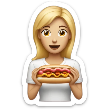 blonde woman eating hotdog sticker