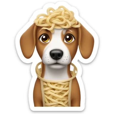 Dog in a noodle costume sticker