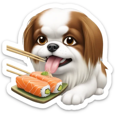 Japanese Chin dog eating sushi sticker
