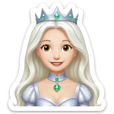 The Good Witch from The Land of Oz with long white hair, white sequin outfit sticker