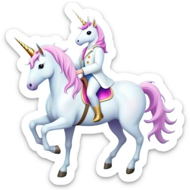 Unicorn rides in a magical forest under the moon sticker