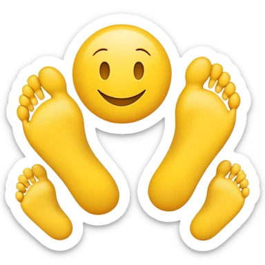 Smiley emoji with feet behind it  sticker