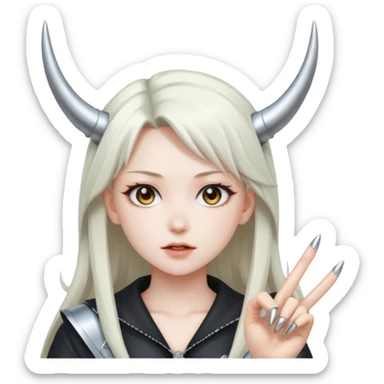 anime girl showing metal horns sticker