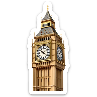 Cinematic Realistic Big Ben Landmark Emoji, showcasing the historic clock tower in exquisite detail rendered with dynamic lighting and rich textures that highlight its timeless grandeur. sticker