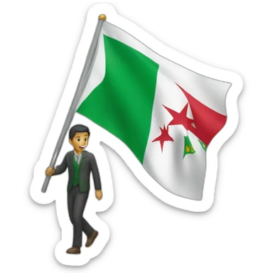 A man carrying the Algerian flag sticker