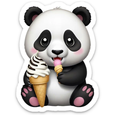 Panda eating ice cream sticker