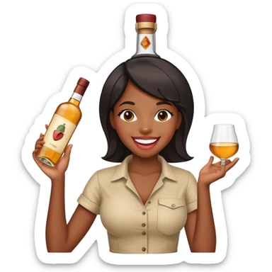 black Girl With tongue out and liquor bottle on her head  sticker