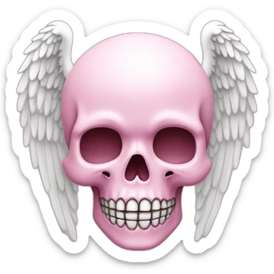 light pink skull with angel halo sticker