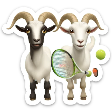 Two Capricorn goats playing tennis sticker