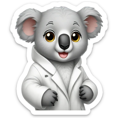 cute koala wearing white coat sticker