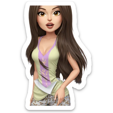 girl with brown hair indoors sticker