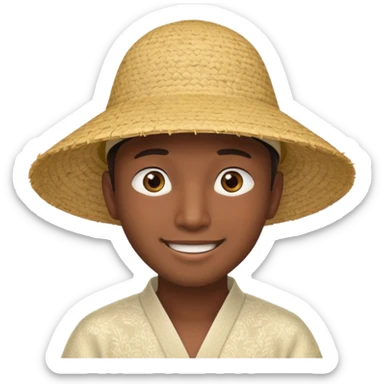 Asian guy with a rice hat, eyes barely open sticker