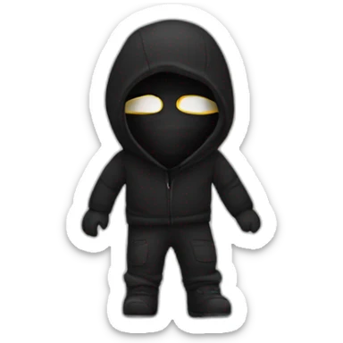 A person wearing a black mask and black clothes sticker