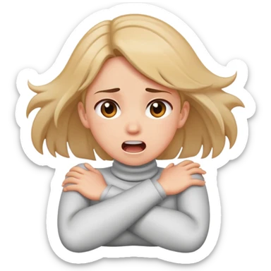 girl crossing arms across neck screaming sticker