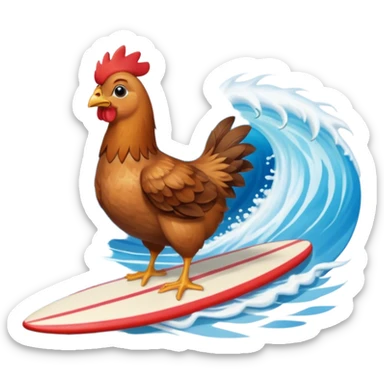 Chicken riding surf board sticker