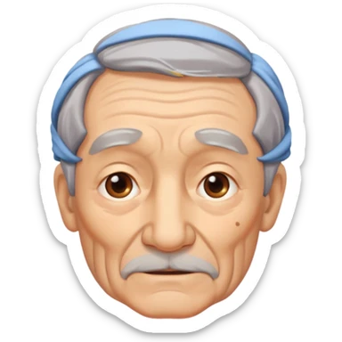 old man with wrinkles, age spots, and gray hair sticker