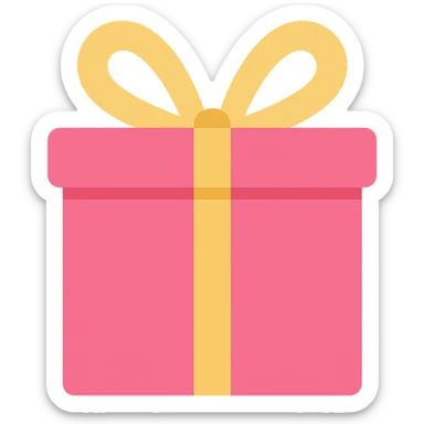 Add a large decorative bow to the pink gift, keep the color icon style, no background. sticker