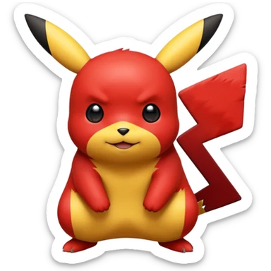 Pikachu color red and black sticker