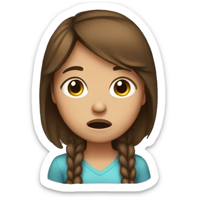 Brown hair girl crying as much as possible  sticker
