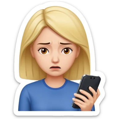 Woman upset at phone  sticker