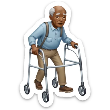 Old black man with a walker sticker