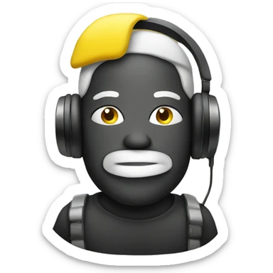 Yellow face emoji hush with headphone sticker