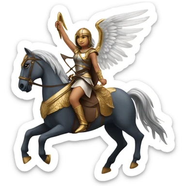 Valkyrie riding a winged horse sticker