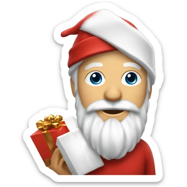 père Noël avec cadeau est costume rouge et barbe blanche sticker