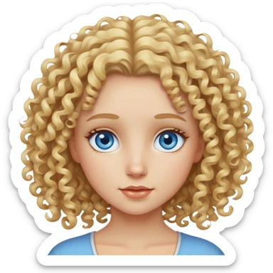 blond curly hair and blue eyed girl sticker