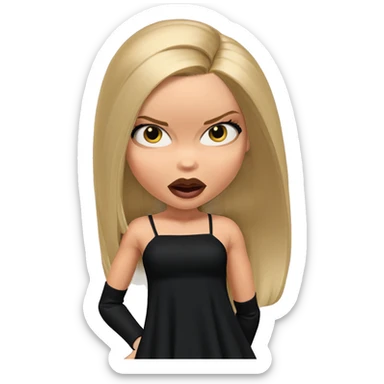 blonde girl in black dress sticker