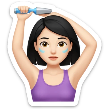 woman black long hair shaving armpit sticker