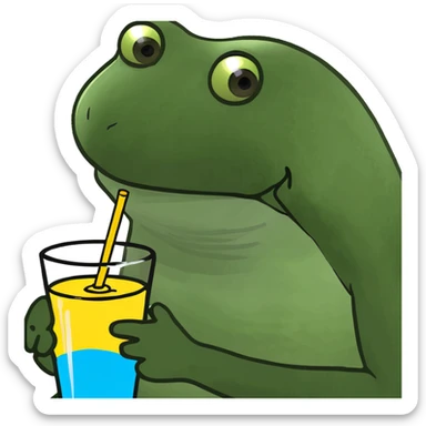 bufo the frog lounging with a drink, weekend vibes sticker