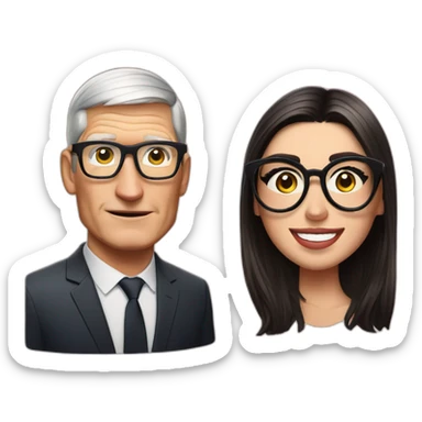 Tim Cook and dua lipa with eyeglasses sticker