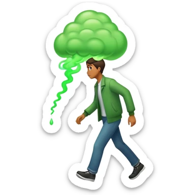 Someone walking away with green gas following them  sticker