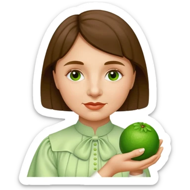 Helen Keller holding a lime sticker