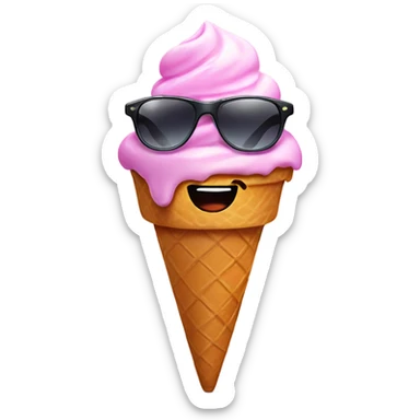 Ice cream cone with sunglasses sticker