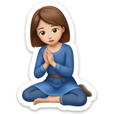 Girl with brown hair on her knees from a side begging sticker